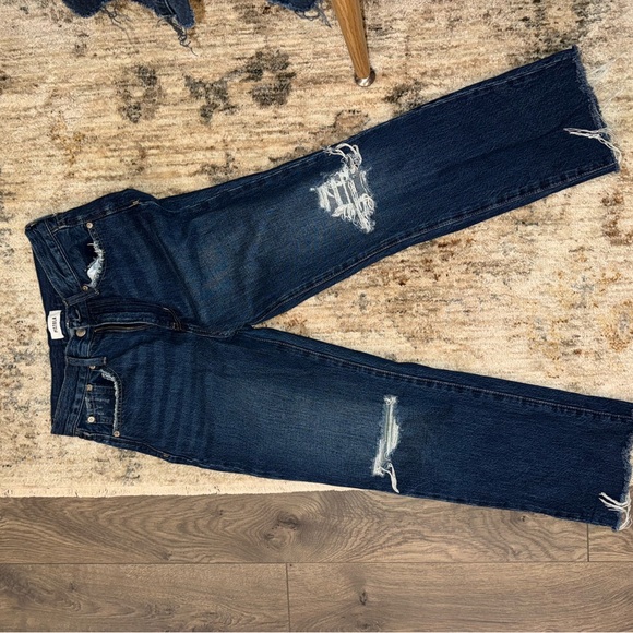 pistola Denim - Pistola Women's Distressed Dark Blue Straight Leg Jeans